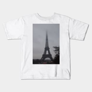 Mist at the Top of the Eiffel Tower Kids T-Shirt